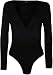 WearAll Plus Size Women's Wrap V Neck Long Sleeve Bodysuit Top