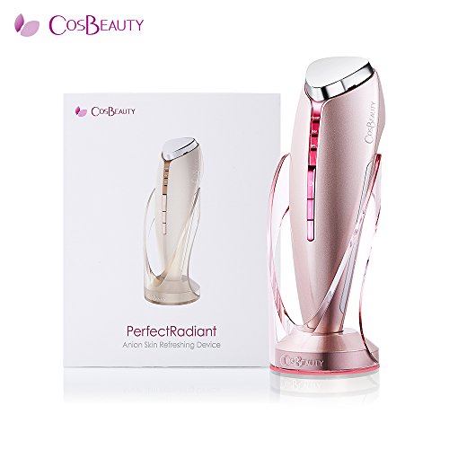 CosBeauty Anion Skin Refreshing Device, Skin Firming & Lifting Device, Heating and Cooling Vibration Ion Beauty Facial Massager, Waterproof Skin Care Beauty System (pink)