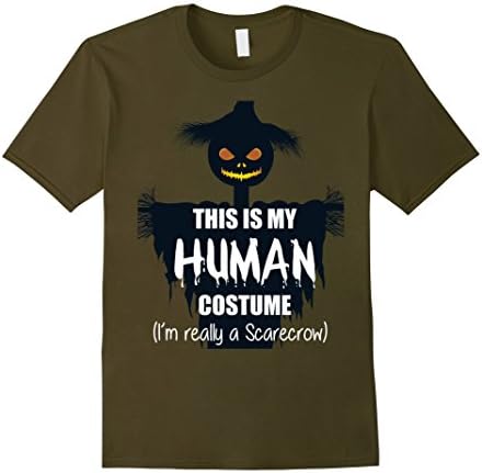 Mens I'm Really a Pumkin Scarecrow Funny Halloween Costume tshirt 2XL Olive