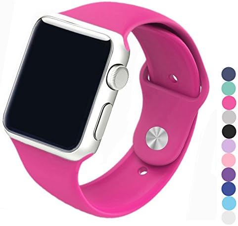 Piwjo Silicone Apple Watch Band and Replacement Iwatch Bands Series 1,Series 2,Series 3 (38mm M/L, Barbie Pink)