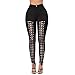 Dafina Specialties Women's High Waist Lace Up Front Skinny Yoga Sports Pants (Small, Black)