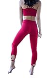 Helisopus Womens Running Leggings Yoga Gym Ninth Pants With Hollow Petal Design