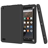 Fire 7 Case, H&T(TM) Ultra Slim Thin Hybrid Double Layer Anti-Scratch Shockproof Protective Cover Case For Fire 7 Inch [Kids Friendly] Tablet (5th Generation - 2015 release Only) (Black)