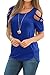Adreamly Women's Casual Summer Short Sleeve Loose Strappy Cold Shoulder Tops Basic T Shirts Blouses Royal Blue Medium