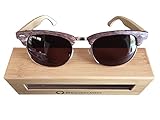 Bamboo Designer Brown Clubmasters Sunglasses with Wooden Case By Zen Sunglasses