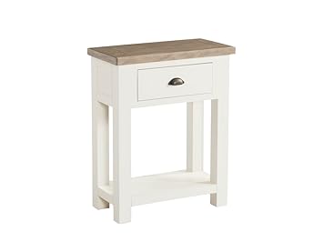 Cycladic Solid Pine 1 Drawer Console Table With Undershelf Stone