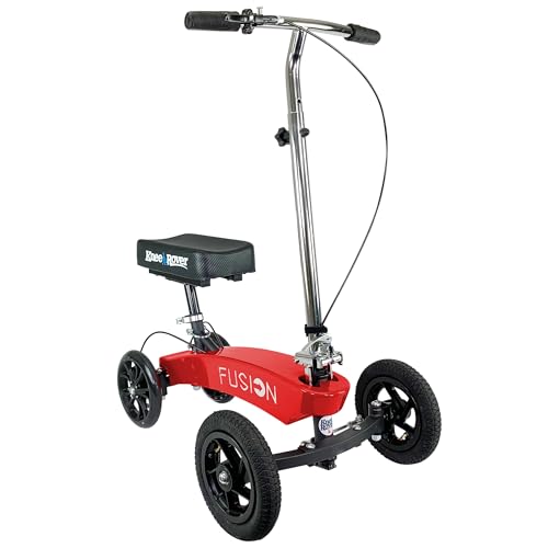 KneeRover Hybrid Fusion Patented Knee Scooter - 4 Wheel Steering Knee Walker for Adults for Foot Surgery, Broken Ankle, Foot Injuries (Torch Red)