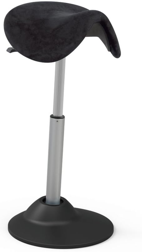 Euroseats Lugo Ergonomic Tilting Saddle Stool, Suede, Black/Chrome, 34 x 41.5 x 88 cm