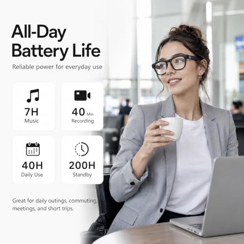 TEFIRE AI Wearable Smart Glasses, 135-Language Translator Sunglasses with Voice Assistant, Open-Ear Audio, Auto-Tint UV Lenses, 8MP Visual Capture for Travel and Work