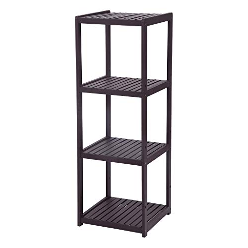 Oksale Bamboo Bathroom Shelf Bathroom Organizer Rack Wood Bathroom Corner Shelf, 4-Tier Narrow Shelving Unit Bathroom Towel Shelf Storage Stand, 38.6×13.8×13inch, USA Stock (Brown)