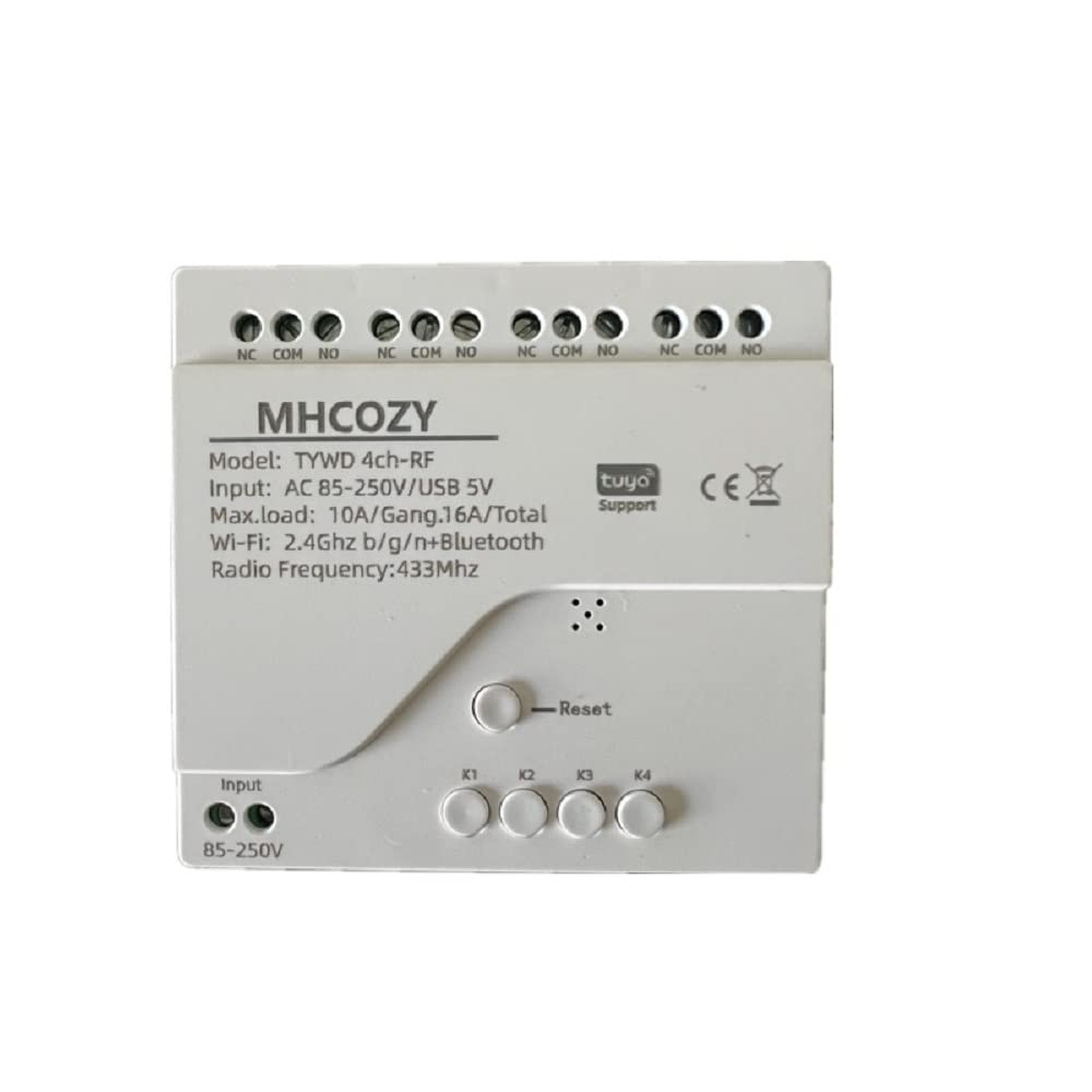 MHCOZY 4 Channel USB 5V AC 85-250V Smart WiFi Wireless Dry Contact Relay Switch Module,Tuya Smart Life app Remote Control,Work with Alexa Google Home