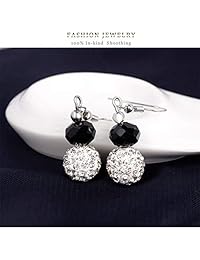 MJartoria - Juego de joyas para mujer con perlas sintéticas, collar y pendientes, color blanco y negro
