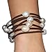 Gem Stone King 48 Inch White Cultured Freshwater Pearl on Brown Leather Wrap Bracelet For Women/Necklace