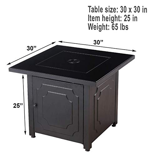 Blue Rhino Outdoor Propane Gas Fire Pit with Black Glass Top and White Fire Glass - Add Warmth and Beauty to Your Backyard - Thumbnail 5