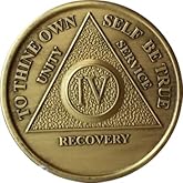 4 Year AA Medallion Traditional Bronze Raised Center Sobriety Chip