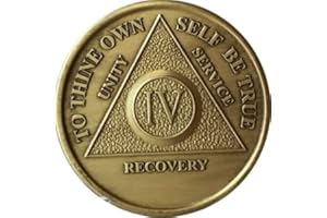 RECOVERYCHIP 4 Year AA Medallion Traditional Bronze Raised Center Sobriety Chip
