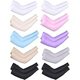 10 Pairs Cooling Sun Sleeves UV Protection Arm Sleeves Arm Cover Sleeve for Men Women (Black, White, Beige, Pink, Purple, Grey, Skin Color, Sky Blue, Knitted Ice Silk)