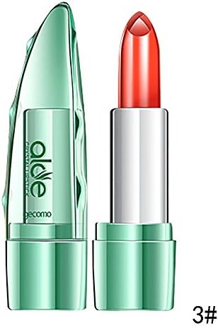 Women Girl Organic Aloe Vera Jelly Lip Gloss Lipstick Change Color Temperature Moistourizing Lip Temperature-changed, waterproof, long lasting (C)