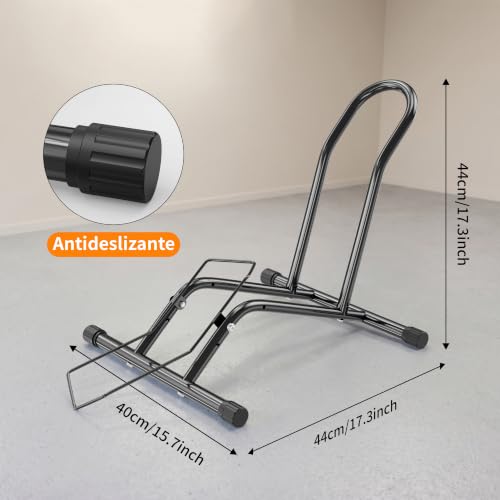 gaobaidu Soporte de Suelo para Bicicletas, Soporte de Bici Ajustable, Portabicicletas Ahorrador de Espacio para MTB y Bici de Carretera, Diámetro de Rueda Máx 76 cm, Uso Interior y Exterior (Negro)