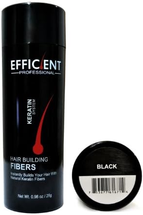 EFFICIENT Keratin Hair Building Fibers, Hair Loss Concealer Net Wt. 28gm / 0.98 oz (Black)
