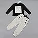 Efaster® 1Set Kids Toddler Boys Handsome Black Blouse + Gray Casual Pants Letter Pattern (3T)