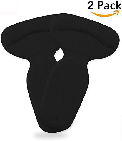 MOCOO Back Heel Pads Grips T Shaped Liners Cushion Heeled Insoles Blisters Suede Black 2 Pairs BP09
