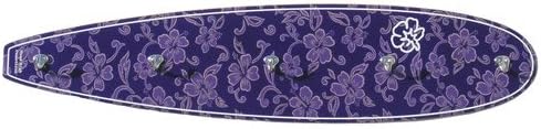 Fabric Inlay 5 Hook Surfboard Coat Rack, Lavender Luau