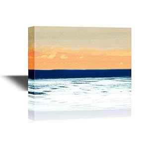 Abstract Seascape with Orange Clouds in The Sky