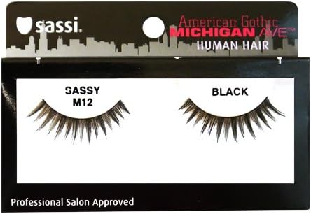 Sassi 804-M12 Michigan Ave 100% Human Hair Sassy Eyelashes, Black, 6 Count