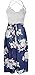 FANCYINN Women Lace Patchwork Floral Chiffon Dress Backless Summer Beach Irregular Maxi Dress with Belt Blue XL
