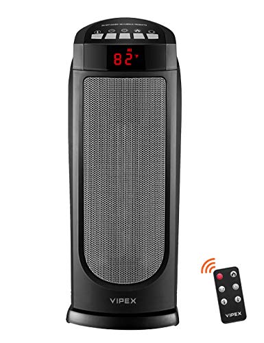 Space Heater, VIPEX 1500W Electric Heater Portable Small Space Heaters for Office Home Room Indoor Use, Adjustable Temperature with Remote Control, Built-in Timer and Oscillation Setting (The Best Space Heaters For Large Rooms)