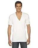 American Apparel mens Unisex Sheer Jersey Short-Sleeve Deep V-Neck(6456)