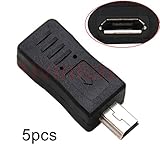Bonayuanda 5 Pack Micro USB 2.0 Female to USB Mini 5 Pin Male m/f Connector Adapater Converter