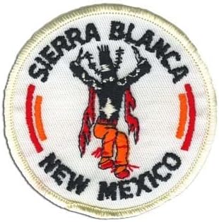 Sierra Blanca New Mexico 1970s Collector Vintage Embroidered Sew On, Iron On Decorative Original Collector's Patch, 3 inches diameter