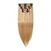 MY-LADY #27 Dark Blonde Double Weft Clip in 100% Remy Human Hair Extensions 14''-22'' Grade 7A Quality Full Head Thick Thickened Long Soft Silky Straight 8pcs 18clips for Women Beauty 22