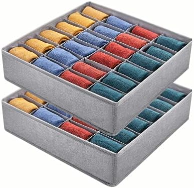 DIMJ 2 Pack Sock Underwear Drawer Organizer Divders