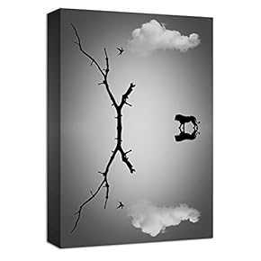 Canvas Wall Art Lonely Animal Painting Artwork for Home Prints Framed - 12x18 inches