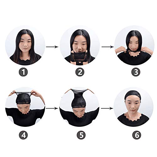 image for YMHPRIDE 6 Pieces Black Stocking Wig Cap Stretchy Nylon Wig Caps Black