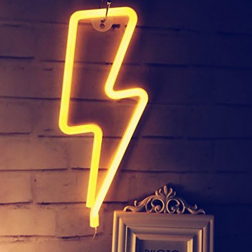 Neon Light,LED Lightning Sign Shaped Decor Lamps,Wall Decor for Chistmas,Birthday Party,Kids Room, Living Room, Wedding Party Decor (Yellow)