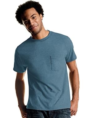 Men's Tagless ComfortSoft Dyed Crewneck Pocket T-Shirt 4-Pack