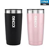 Dual Pack ICONIQ Stainless Steel Vacuum Insulated Tumbler (20 oz Black + 20 oz Rose Gold)
