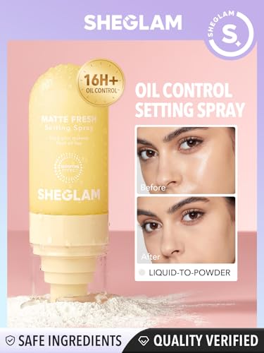 SHEGLAM Matte Fresh Setting Spray Ultra Matte Liquid-To-Powder Long Lasting Makeup Locking Spray Oil-Control Non-Greasy Makeup Setting (Yellow)