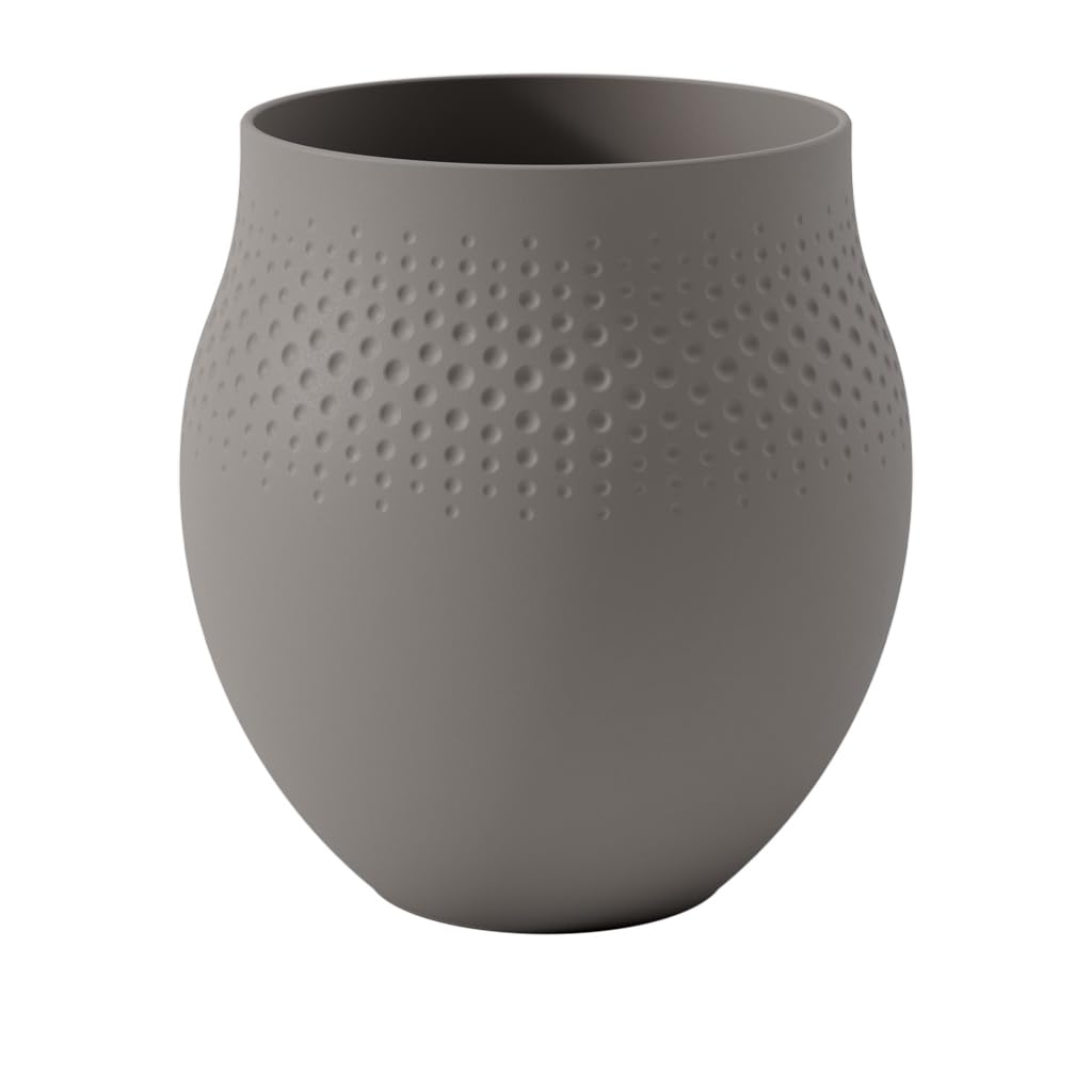 Villeroy & Boch - Manufacture Collier Taupe, Large vase Perle, 18 cm, Premium Porcelain, Taupe