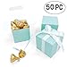 AKIO CRAFT Turquoise Small Cube Candy Boxes Bulk Teal Blue Wedding Party Favors Gift Boxes Baby Bridal Shower Thank You Treat Candy Boxes Supplies, 2x2x2 inch, 50pc