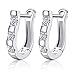 Hithop Women's Jewelry Silver-plated Rhinestones Earrings Pierced Ear Studs Harp Shape Gift