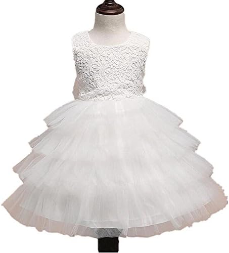Wgwioo Gown Dresses Children Skirt Flower Girls Dress Princess Kids Clothes Multi-Layers Tulle Chiffon Wedding Pageant Bridesmaid Christening Sleeveless Birthday Party Costumes Solid Color