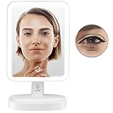 Lavany LED Illuminated Cosmetic Mirror, Lighted Makeup Mirror with 10x Magnification Vanity Mirror, Bright & Dimmable Natural Light, 180° Rotation, Battery or USB Powered