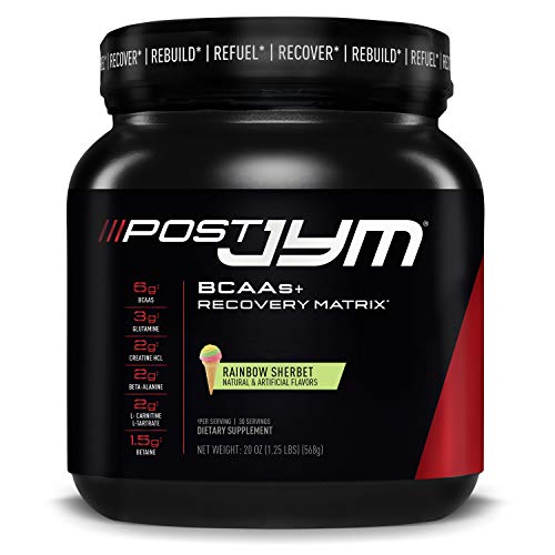 Post JYM Active Matrix - Post-Workout with BCAA's, Glutamine, Creatine HCL, Beta-Alanine, and More | JYM Supplement Science | Rainbow Sherbert Flavor, 30 Servings, 20 oz