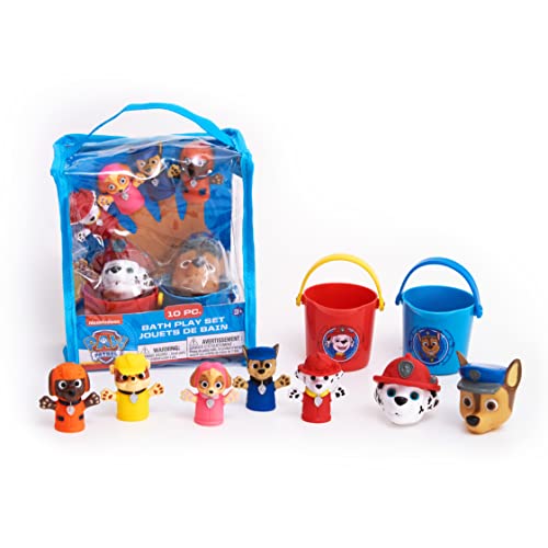 Nickelodeon PAW Patrol 10 Piece Bath Toy Value Set Kids Bath Toys