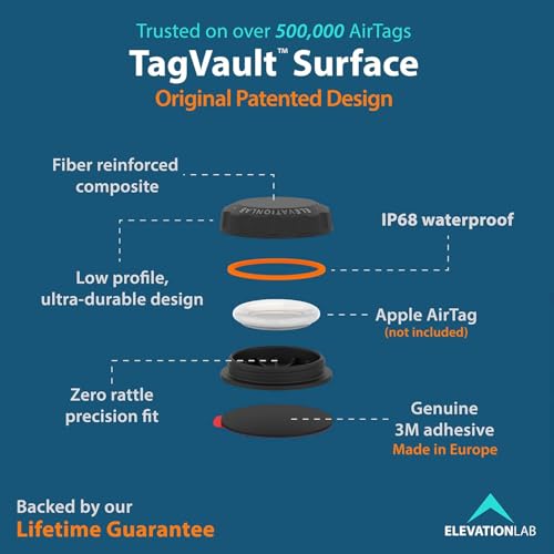 Elevation Lab AirTag Adhesive Mount - Waterproof (4 Pack) | Indestructible, discreet, screw-on design, find your bike, car, & more, patended